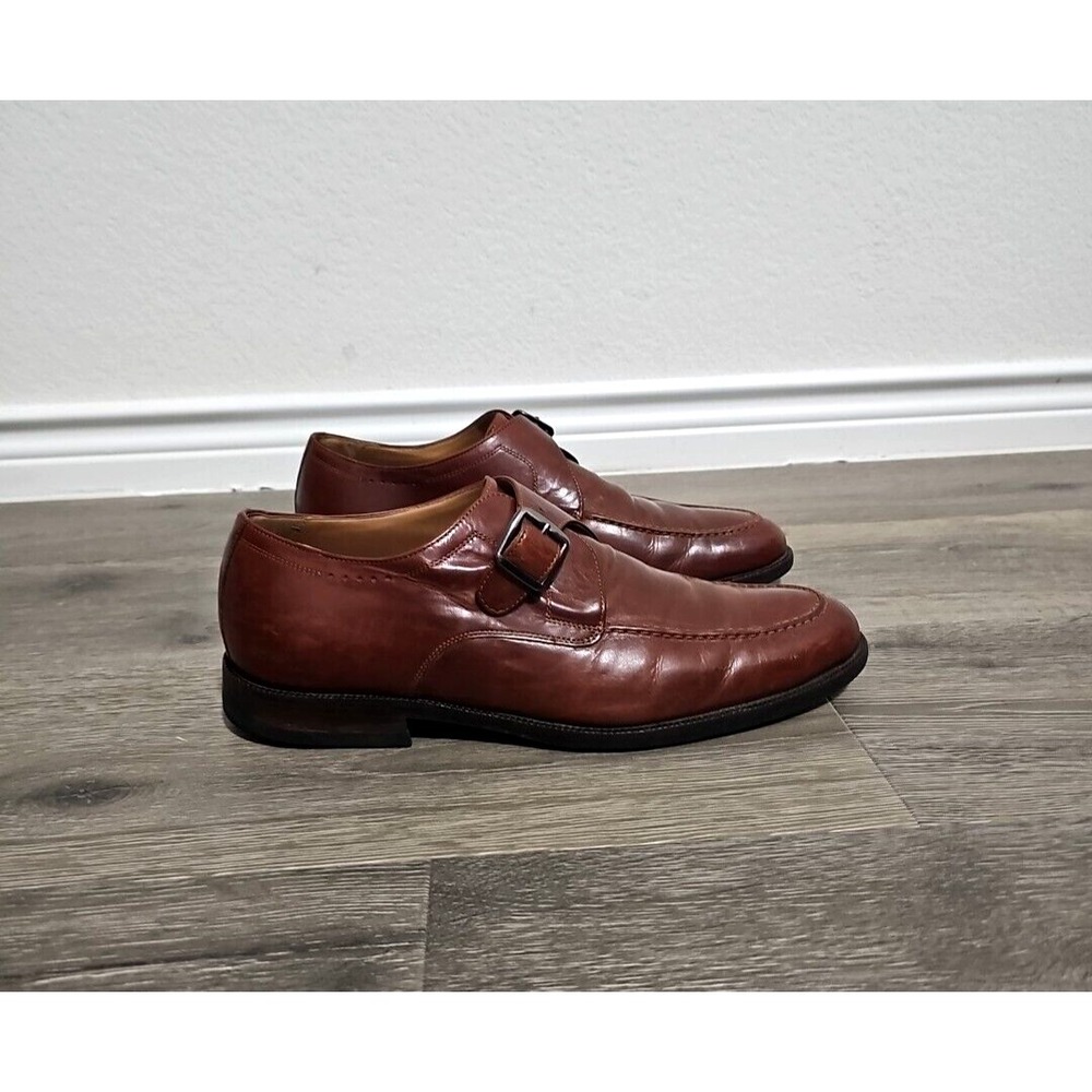 Johnston Murphy Dress Shoes Mens 10.5M Brown Leather Oxford Monk Strap Buckle
